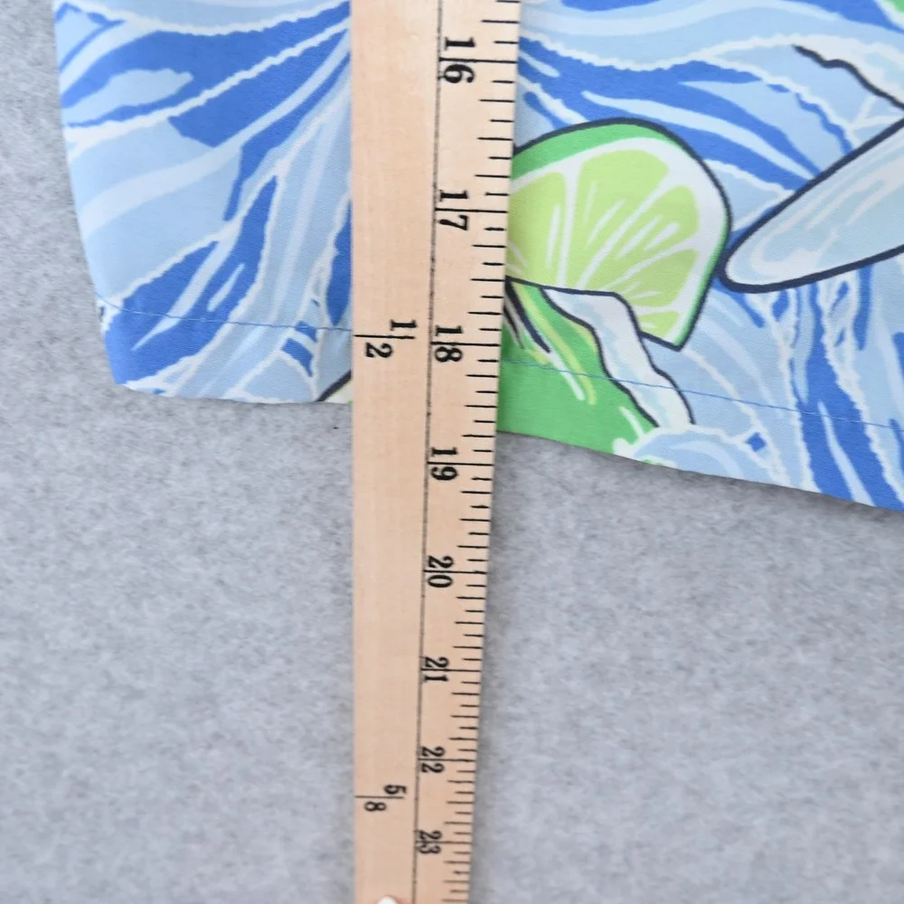 Vineyard Vines Chappy Swim Trunks Mens L Blue Green Margarita Lime Drink Print